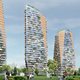 A mock up of Sen̓áḵw, a massive real estate development in Vancouver set to be built on Squamish reserve land.